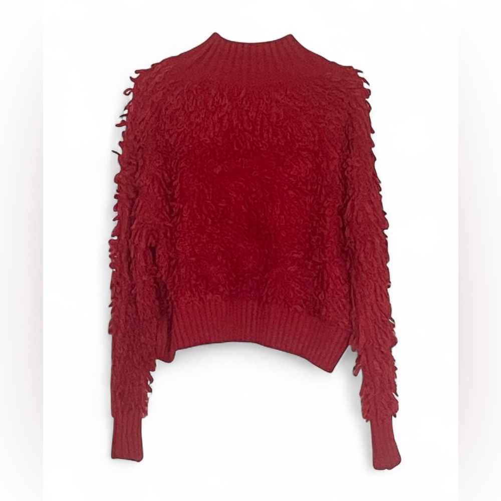 Anthropologie Maeve Callahan Mock Neck Loop Stitch Sweater Medium Red Crewneck M - Picture 4 of 10